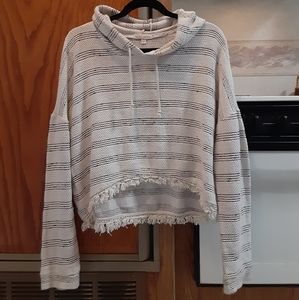 Frayed Crop Long Sleeve Hoodie